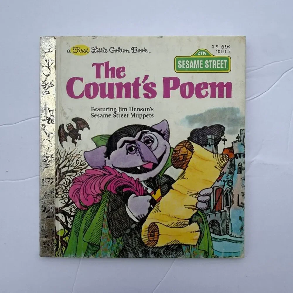 Vintage Sesame Street Little Golden Books Cookie Monster Big Bird Retro Nursery